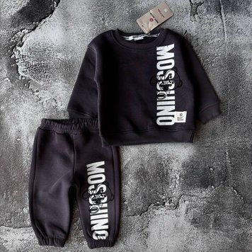 Теплий костюм на хлопчика з начісом в стилі Moschino 3 Розмір 68 см