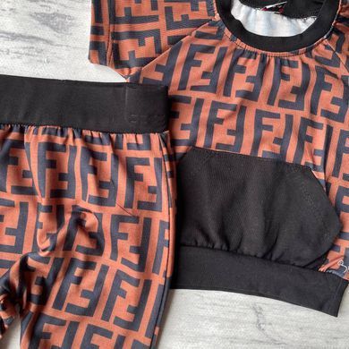 Летний костюм для девочки в стиле Fendi 2 Размер 68 см, 74 см