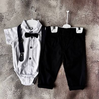 Літній святковий та хрестильний костюм для хлопчика 👶✨ з метеликом Розмір 68 см, 74 см, 80 см, 86 см темно-синій