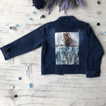 Синяя джинсовая куртка для девочки 💙 стильная хлопковая Турция Размер 110 см, 116 см, 122 см, 128 см