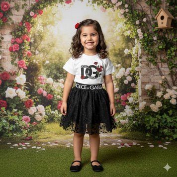 Літній костюм на дівчинку в стилі Dolce&Gabbana 2 Розмір 92 см, 98 см, 104 см, 110 см, 116 см, 128 см, 140 см, 152 см