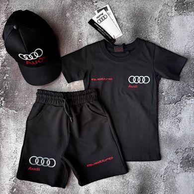 Літній костюм на хлопчика з кепкою в стилі Audi  Розмір 86 см, 98 см, 122 см, 134 см, 146 см