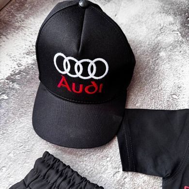 Літній костюм на хлопчика з кепкою в стилі Audi  Розмір 86 см, 98 см, 122 см, 134 см, 146 см