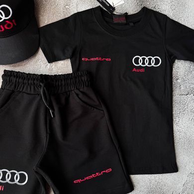 Літній костюм на хлопчика з кепкою в стилі Audi  Розмір 86 см, 98 см, 122 см, 134 см, 146 см