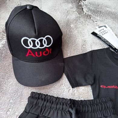 Літній костюм на хлопчика з кепкою в стилі Audi  Розмір 86 см, 98 см, 122 см, 134 см, 146 см