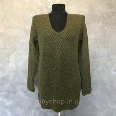 Женский свитер 1/1. Размер S, M, L. Зеленый, Белый
