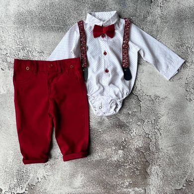 👶 Праздничный крестильный костюм для мальчика красный Размер 68 см, 74 см, 80 см, 86 см