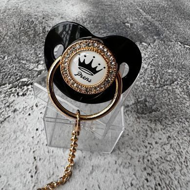 Брендовий комплект пустушка, соска з утримувачем зі стразами з короною