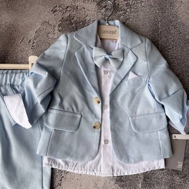 Дитячий святковий хрестильний костюм для хлопчика з піджаком 👶 блакитний Розмір 68 см