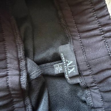 Спортивні штани для хлопчика, чорні, з білими кантами й лаконічним принтом, двонитка, 85% бавовна, 15% лайкри &mdash; 122 см