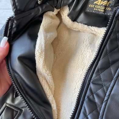 Куртка с утеплителем на мальчика эко кожа 5. Размер 122 см, 128 см