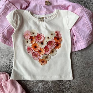 Детский летний костюм для девочки 👧 розовый с джинсовой курточкой 👕🧥 Турция 🇹🇷 Размер 98 см, 104 см