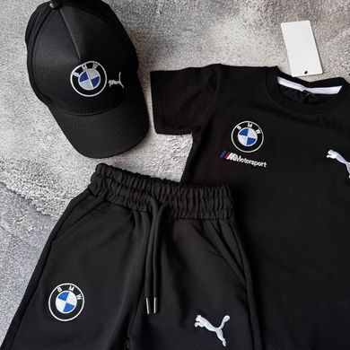 Літній костюм на хлопчика з кепкою та чорною футболкою BMW 2 Розмір 98 см, 104 см, 110 см