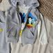 Дитячий костюм 3-ка для дівчат та хлопців із жилетом, регланом і джогерами, сірий із білим, із мультяшним принтом, двонитка, 100% бавовна &mdash; 86 см