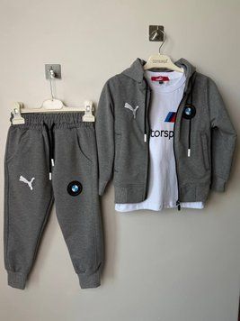 Костюм на хлопчика та дівчинку в стилі BMW Motorsport світло-сірий Розмір 92 см, 98 с, 104 см, 110 см, 116 см, 122 см