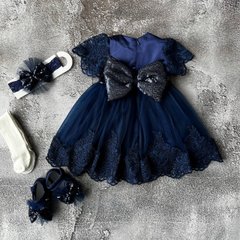 Святкове плаття, набір для хрещення для дівчинки 4 Розмір 62 см, 68 см Синє