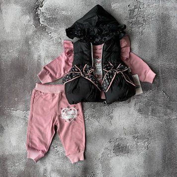 🎀 Дитячий костюм трійка для дівчинки (жилет, кофта, штани) 18 Розмір 80 см, 86 см