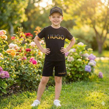 Летний костюм для мальчика с кепкой в стиле HUGO BOSS Размер 86 см, 98 см, 110 см, 122 см, 134 см, 146 см, 158 см, 164 см