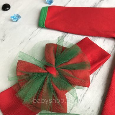 Новогодний комплект для девочки юбка + топ + повязка, цвет красный &mdash; размер 86 см