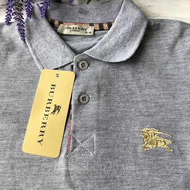 Летняя футболка серая поло на мальчика в стиле Burberry 2 Размер 98 см, 110 см, 122 см, 134 см