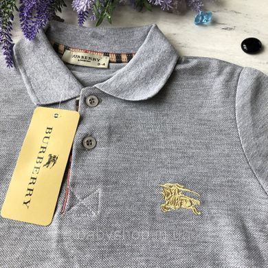 Летняя футболка серая поло на мальчика в стиле Burberry 2 Размер 98 см, 110 см, 122 см, 134 см