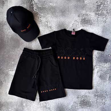Летний костюм для мальчика 🧢 черная футболка + черные шорты + кепка | хлопок | Турция | Размер 92 см, 98 см, 104 см, 122 см, 128 см, 134 см, 152 см, 158 см