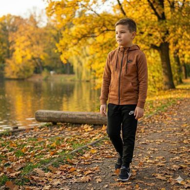 Спортивний костюм для хлопчика, чорний, помаранчевий, двонитка &mdash; розмір 152 см
