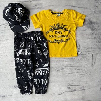 Літній дитячий костюм на дівчинку з кепкою&nbsp;в стилі Dolce & Gabbana Розмір &nbsp;98&nbsp;см, 128 см, 140 см