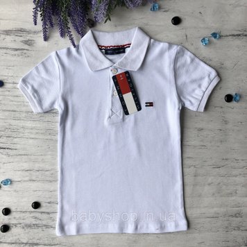 Літня футболка біла поло на хлопчика в стилі Tommy Hilfiger  Розмір  110 см,  122 см 