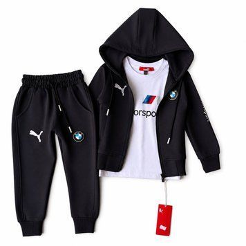 Костюм на хлопчика та дівчинку в стилі BMW Motorsport чорний Розмір 92 см, 98 с, 104 см, 110 см, 116 см, 122 см