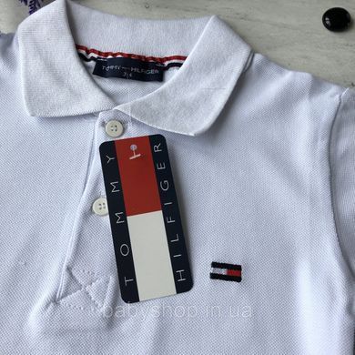 Летняя футболка белая поло на мальчика в стиле Tommy Hilfiger Размер 110 см