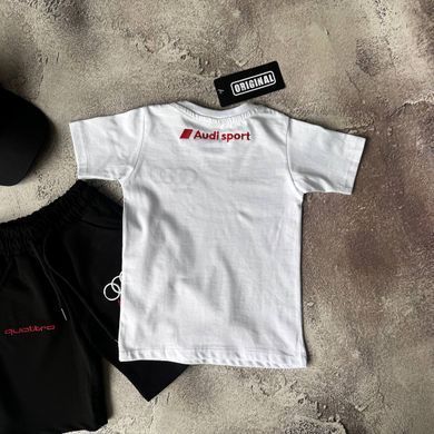 Літній костюм для хлопчика 🧢 біла футболка + чорні шорти + кепка | бавовна | Туреччина | Розмір 92 см, 98 см, 104 см, 110 см, 122 см, 128 см, 134 см, 158 см , 164 см