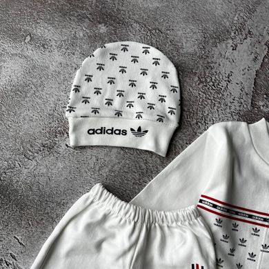 Дитячій комплект на виписку для хлопчика та дівчинки в стилі Adidas Розмір 62 см Білий