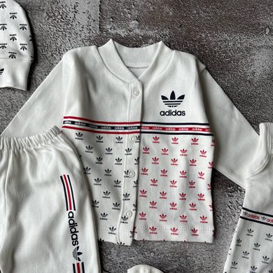 Дитячій комплект на виписку для хлопчика та дівчинки в стилі Adidas Розмір 62 см Білий