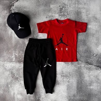 Летний костюм для мальчика с кепкой в стиле Air Jordan Размер 92 см, 98 см, 104 см, 110 см, 122 см, 134 см, 140 см, 152 см