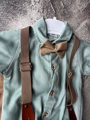 Летний праздничный и крестильный костюм для мальчика 👶✨ с бабочкой Размер 68 см, 80 см, 86 см бирюзовый