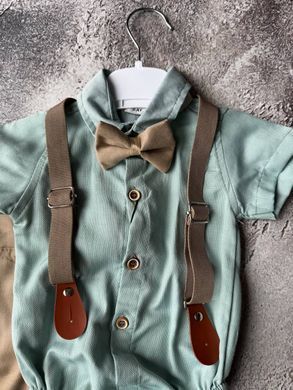 Летний праздничный и крестильный костюм для мальчика 👶✨ с бабочкой Размер 68 см, 80 см, 86 см бирюзовый