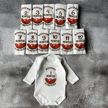 Боді з цифрами по місяцям Kinder Сюрприз від 1-12 місяців