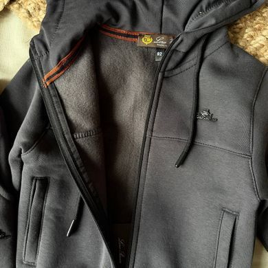 Дитячий спортивний костюм із трьохнитки з начосом, сірий, 92 см &mdash; худі на блискавці та штани