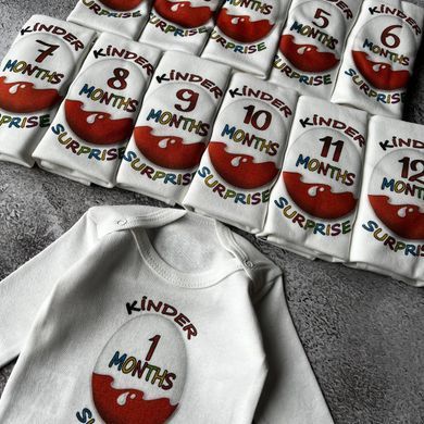 Боді з цифрами по місяцям Kinder Сюрприз від 1-12 місяців