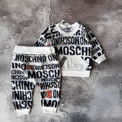 Костюм для девочки в стиле Moschino Размер 68 см, 74 см, 80 см черно-белый