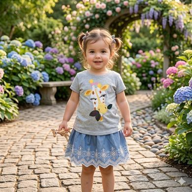 Літній костюм для дівчинки 🌸☀️ Футболка та спідниця | Бавовна | Розмір 86 см, 92 см, 98 см, 110&nbsp;см