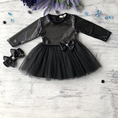 Черное пышное платье на девочку c повязкой Breeze 2. Размер 110 см