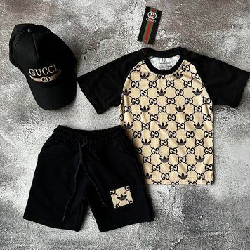 Літній костюм на хлопчика в стилі Gucci з кепкою 65 Розмір 164 см